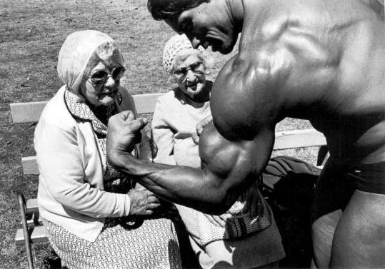 arnold muscle old lady