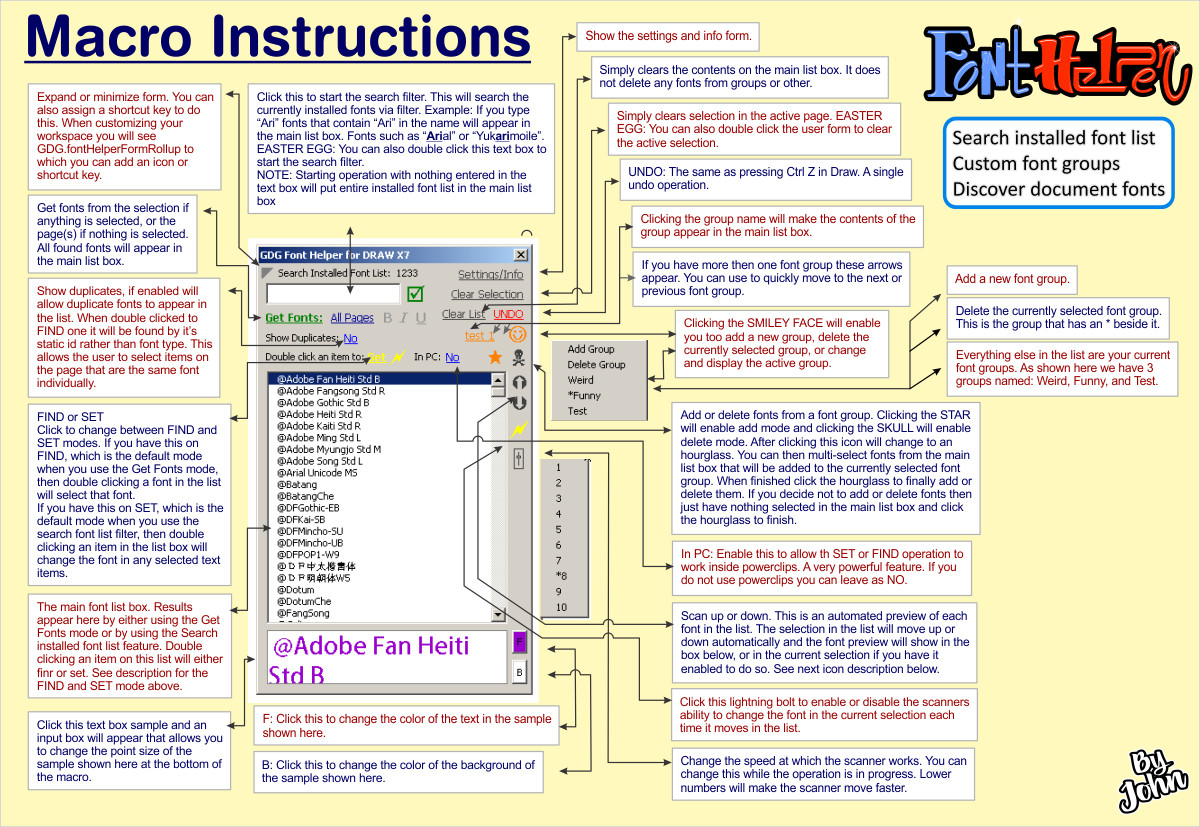 font helper macro pic for CorelDraw 2020