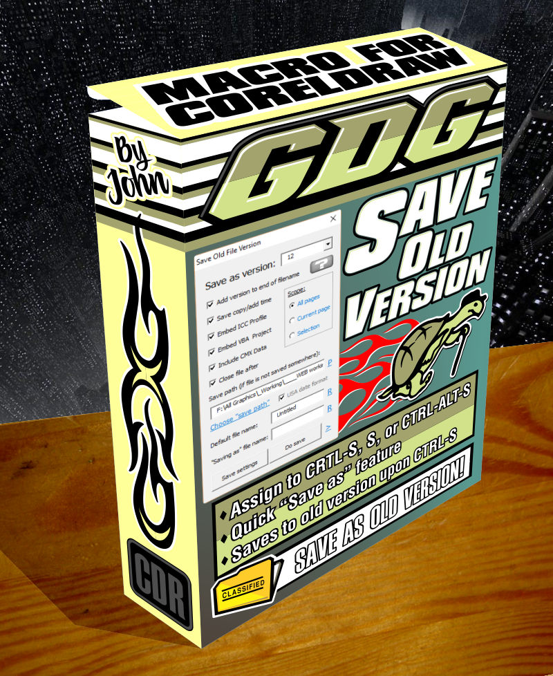 save old file version coreldraw macro 2019
