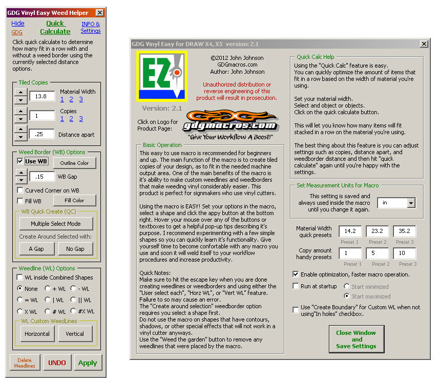 wed border vinyl helper macro for Corel Draw