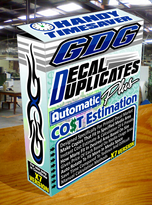 decal macro and cost calulator box image for Coreldraw v.2019