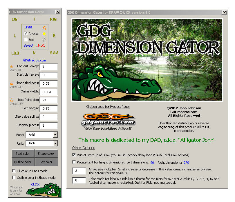 dimension gator macro