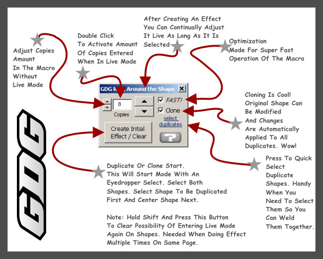 corel draw macro rotate around shape