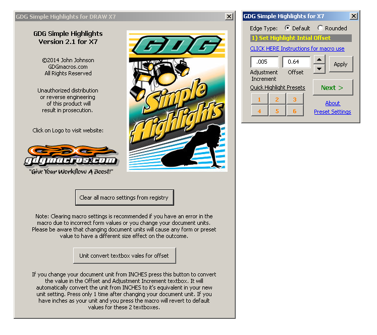simple highlights coreldraw v.2019 macro